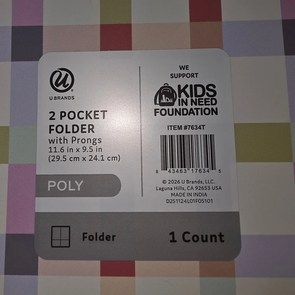 24 Up & Up and 1 U Brands 2-Pocket Poly Folders with Prongs Orange Plaid Bundle